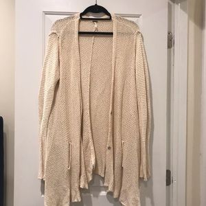 Free People Knit Flowy Cream Cardigan